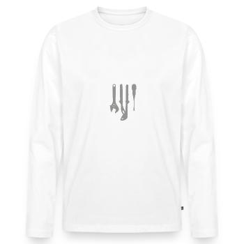 Installateur 2024 Ausbildung Prüfung Sanitär - Männer Premium Bio Langarmshirt - Weiß - Vorne - Nico (187cm)
