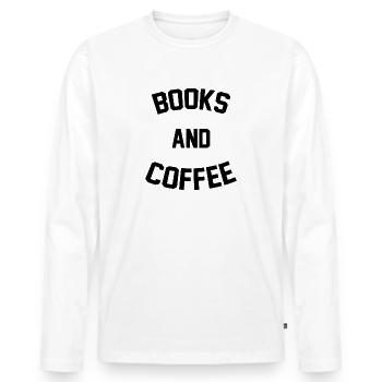 BOOKS AND COFFEE - T-shirt manches longues Premium bio Homme - blanc - Devant - Nico (187cm)