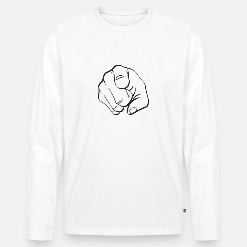 DU Zeigefinger - Männer Premium Bio Langarmshirt - Weiß