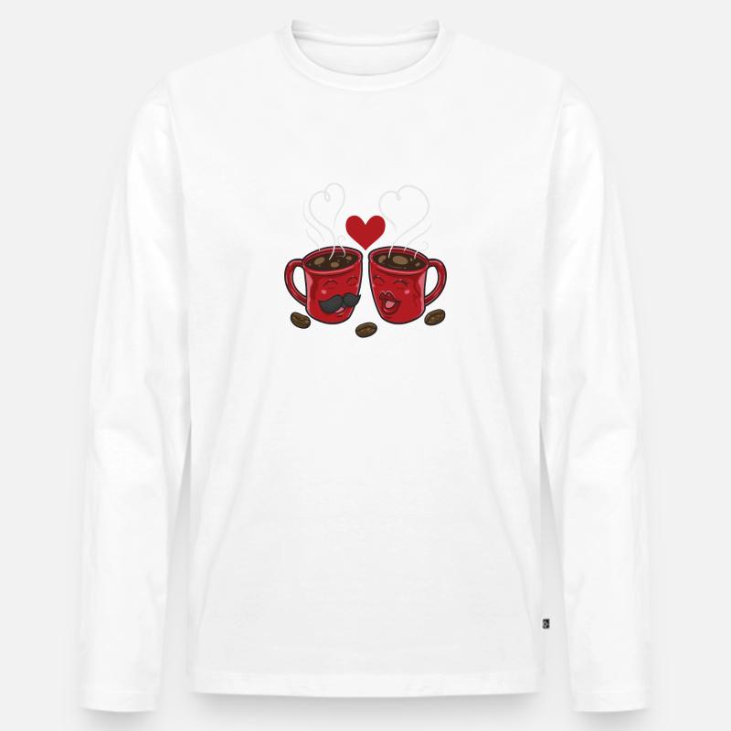 Kaffee Liebe Kaffee - Männer Premium Bio Langarmshirt - Weiß