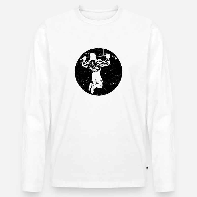 Klimmzug - Männer Premium Bio Langarmshirt - Weiß