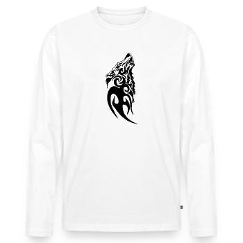 wolf norse viking warrior odin thor barbar black - Männer Premium Bio Langarmshirt - Weiß - Vorne - Nico (187cm)