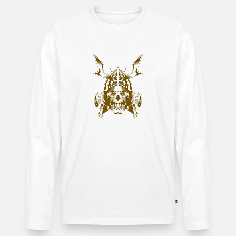 Motiv Samurai - Männer Premium Bio Langarmshirt - Weiß