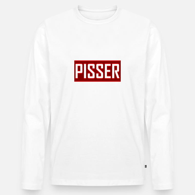 Pisser - Männer Premium Bio Langarmshirt - Weiß