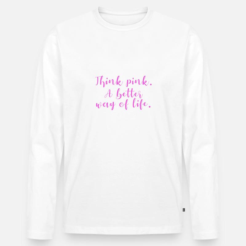 Think Pink - Männer Premium Bio Langarmshirt - Weiß