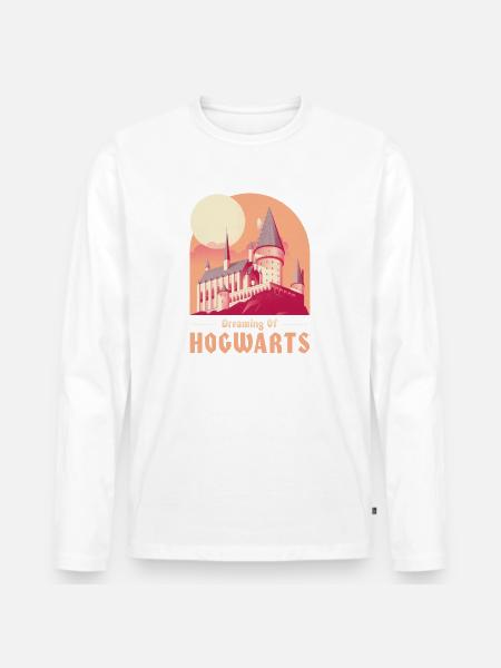 Harry Potter Dreaming Of Hogwarts - Mannen Premium Bio shirt met lange mouwen - wit
