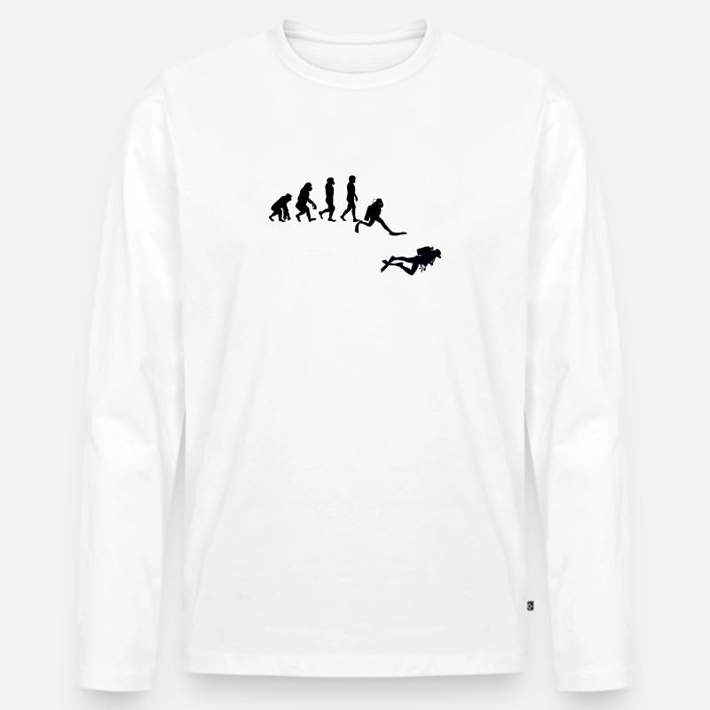Evolution Tauchen - Männer Premium Bio Langarmshirt - Weiß
