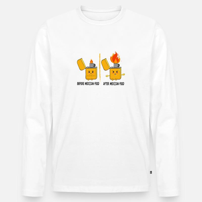 Feuerzeug Geschenkidee Mexiko Scharfes Essen - Männer Premium Bio Langarmshirt - Weiß