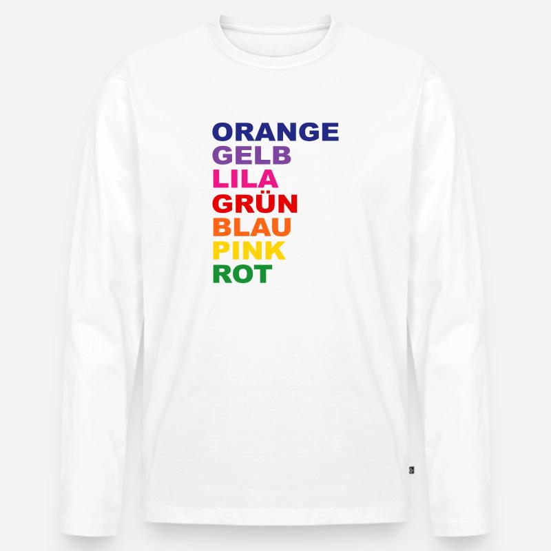 Regenbogen T-Shirt - Männer Premium Bio Langarmshirt - Weiß