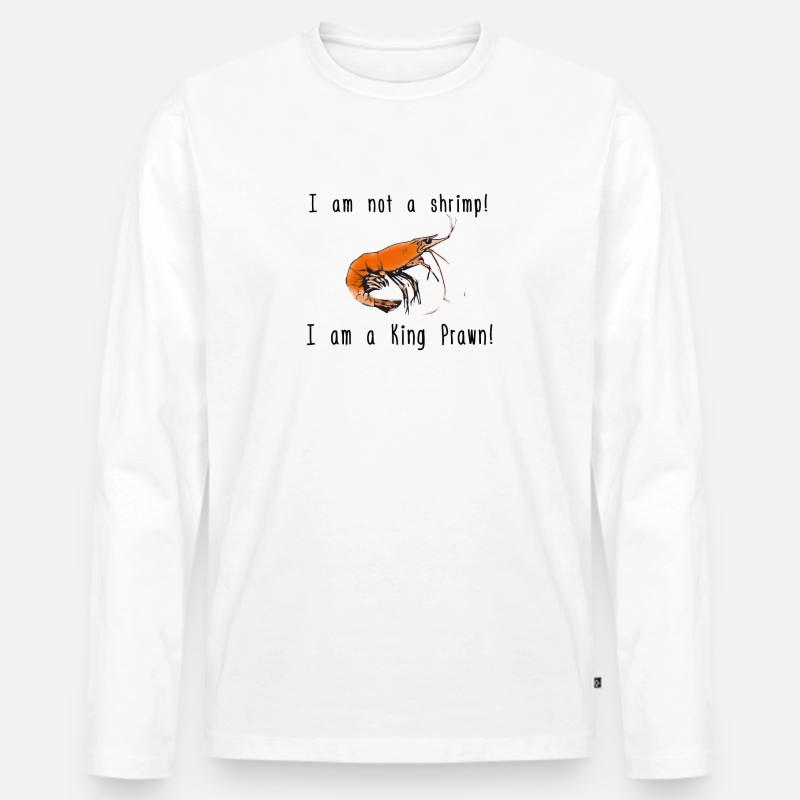 Shrimp oder King Prawn - Männer Premium Bio Langarmshirt - Weiß