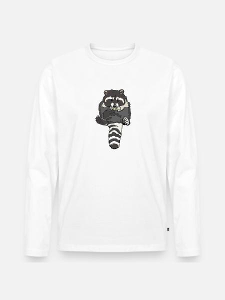 mampfender pummeliger Waschbaer - Männer Premium Bio Langarmshirt - Weiß