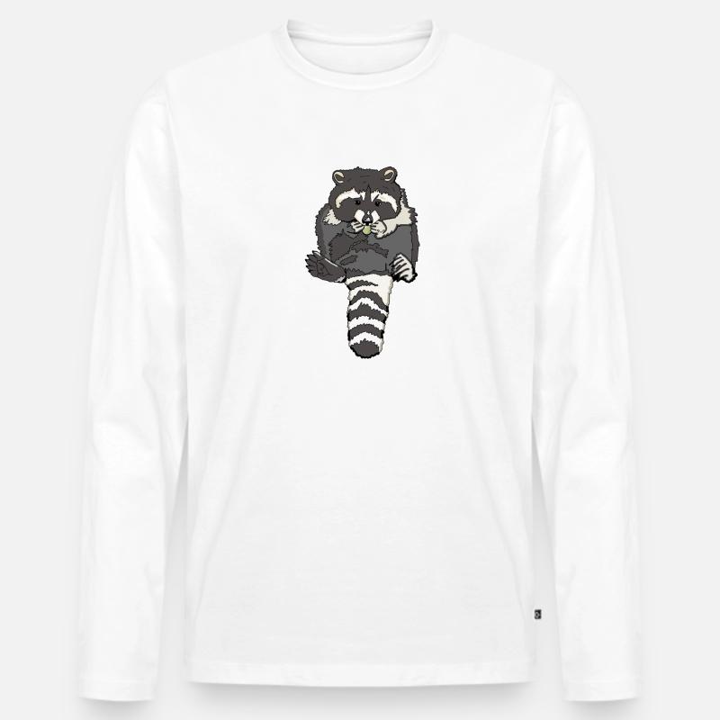 mampfender pummeliger Waschbaer - Männer Premium Bio Langarmshirt - Weiß