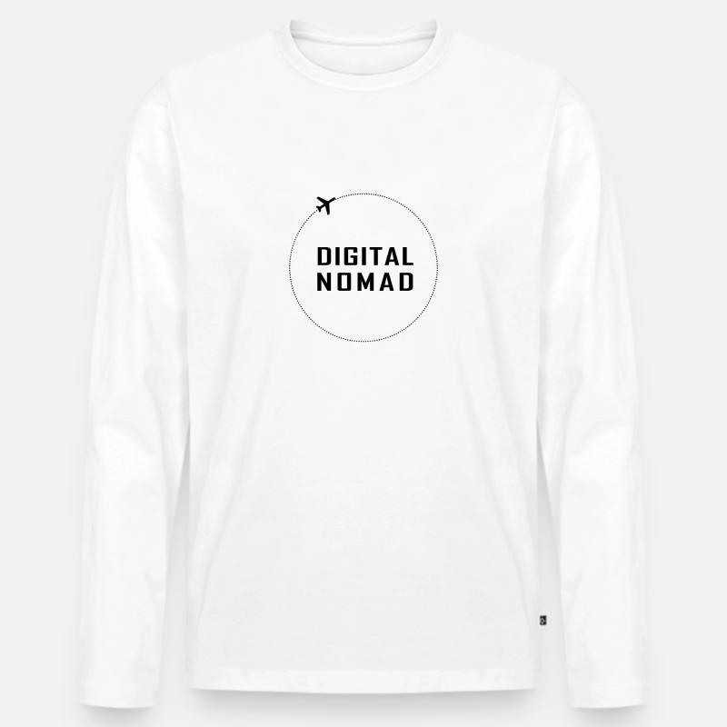 DIGITAL NOMAD - Männer Premium Bio Langarmshirt - Weiß