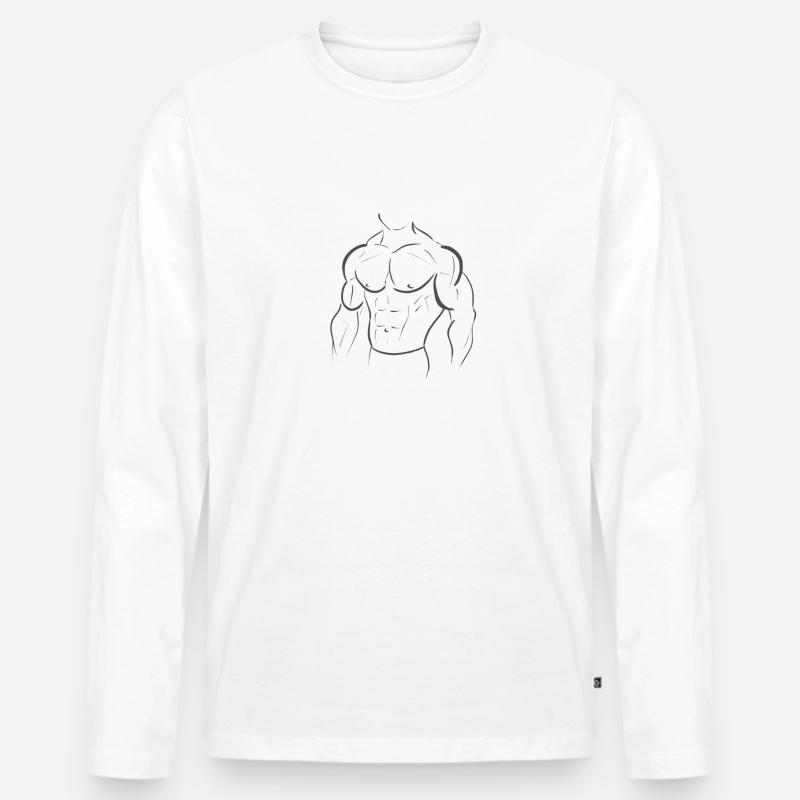 Bodybuilder - Männer Premium Bio Langarmshirt - Weiß