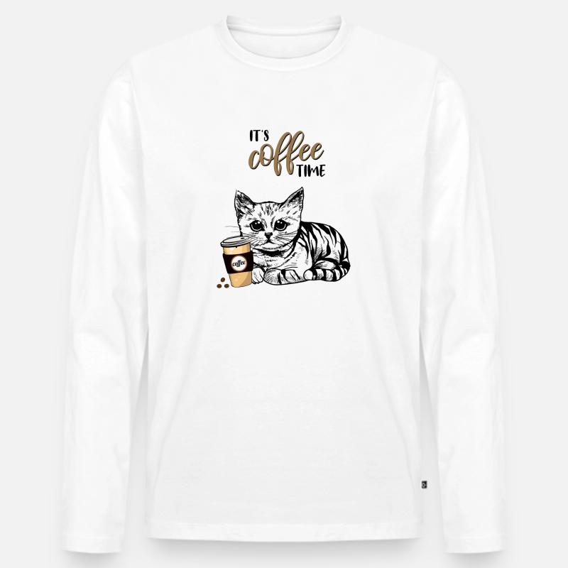 It's Coffee Time - Männer Premium Bio Langarmshirt - Weiß