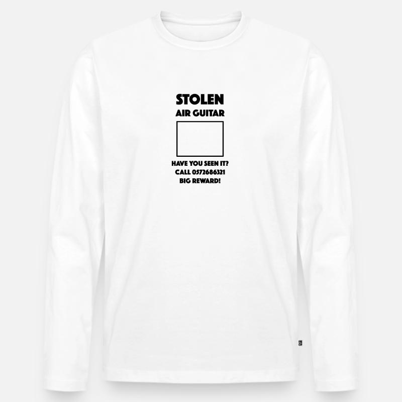 Luft Gitarre gestohlen - Männer Premium Bio Langarmshirt - Weiß