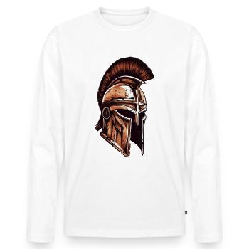 Spartaner Helm Krieger Gladiator Sparta - Männer Premium Bio Langarmshirt - Weiß - Vorne - Nico (187cm)