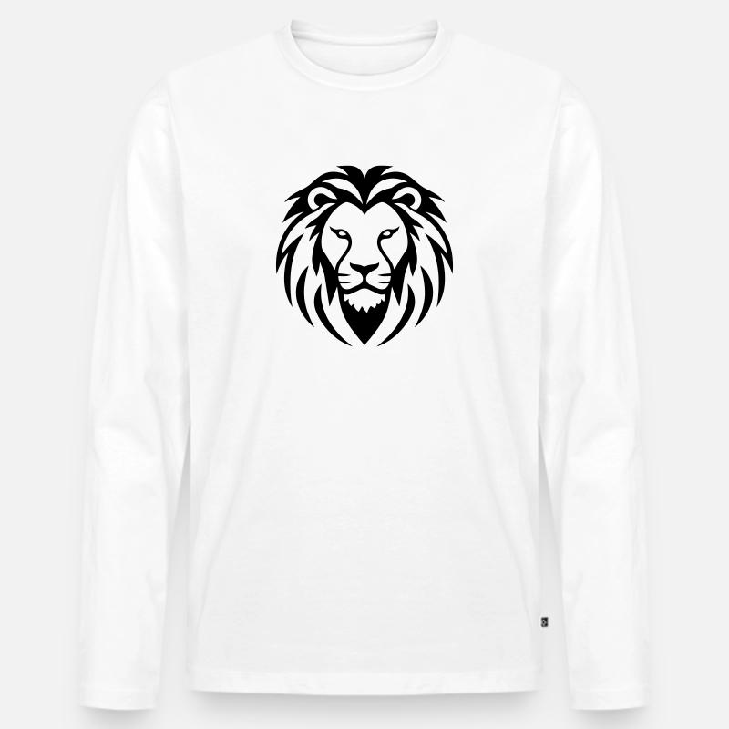 Löwe - Männer Premium Bio Langarmshirt - Weiß