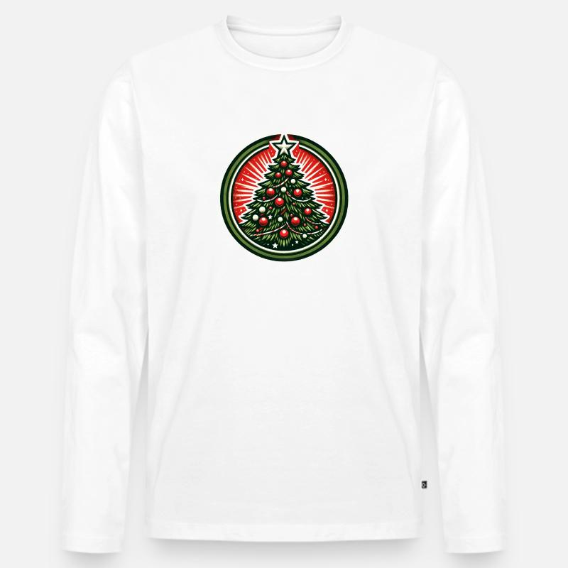 Weihnachtsbaum-Abzeichen - Männer Premium Bio Langarmshirt - Weiß
