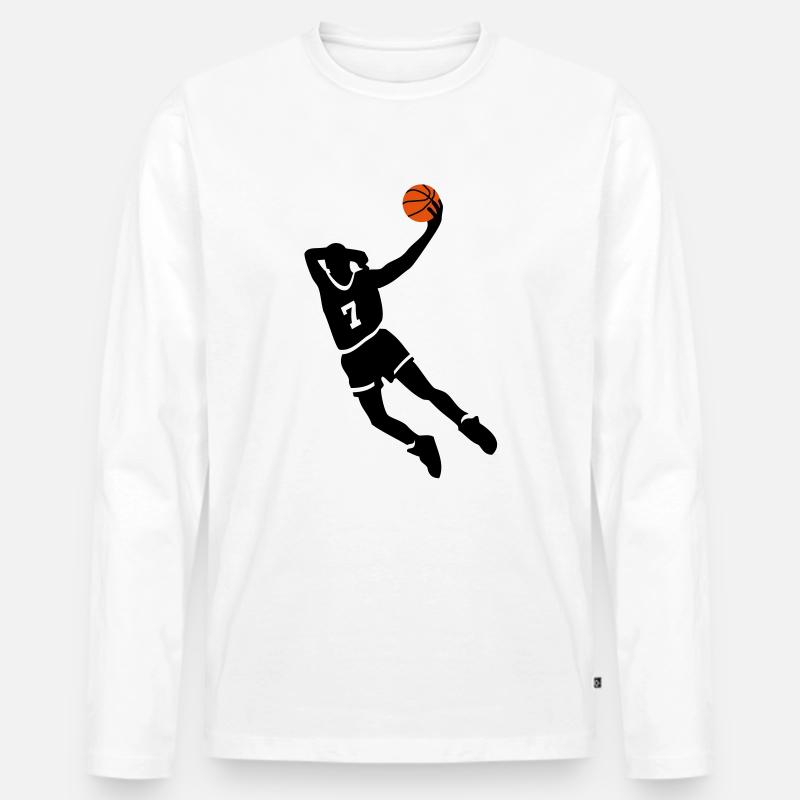 Basketball slam dunk - Männer Premium Bio Langarmshirt - Weiß