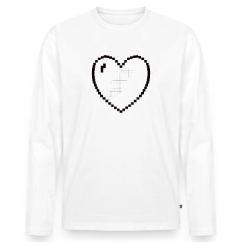 Heart heart Pixel Gamer Gift - Men's Premium Organic Long Sleeve Shirt - white - Front - Nico (187cm)