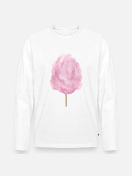 Pink cotton candy candy on the - Men's Premium Organic Long Sleeve Shirt - white