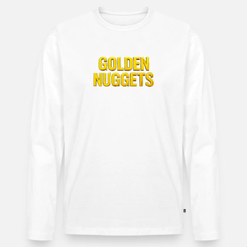 Gold Nuggets 3D-Text - Männer Premium Bio Langarmshirt - Weiß