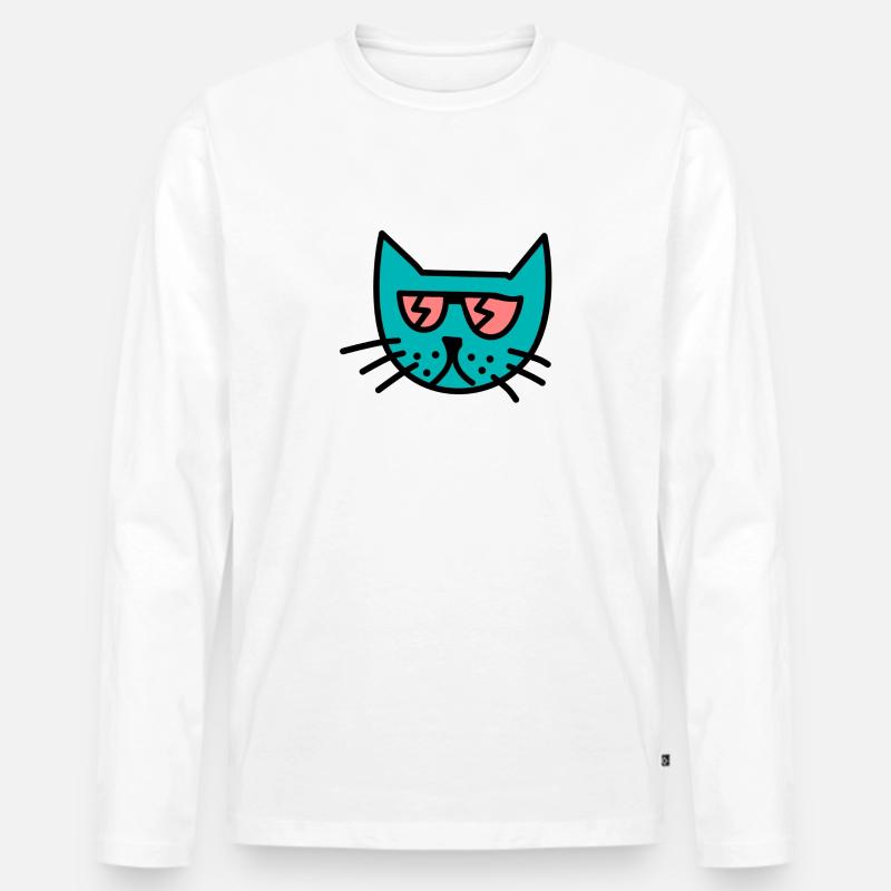 Katze - Stilvolle Katze - Männer Premium Bio Langarmshirt - Weiß