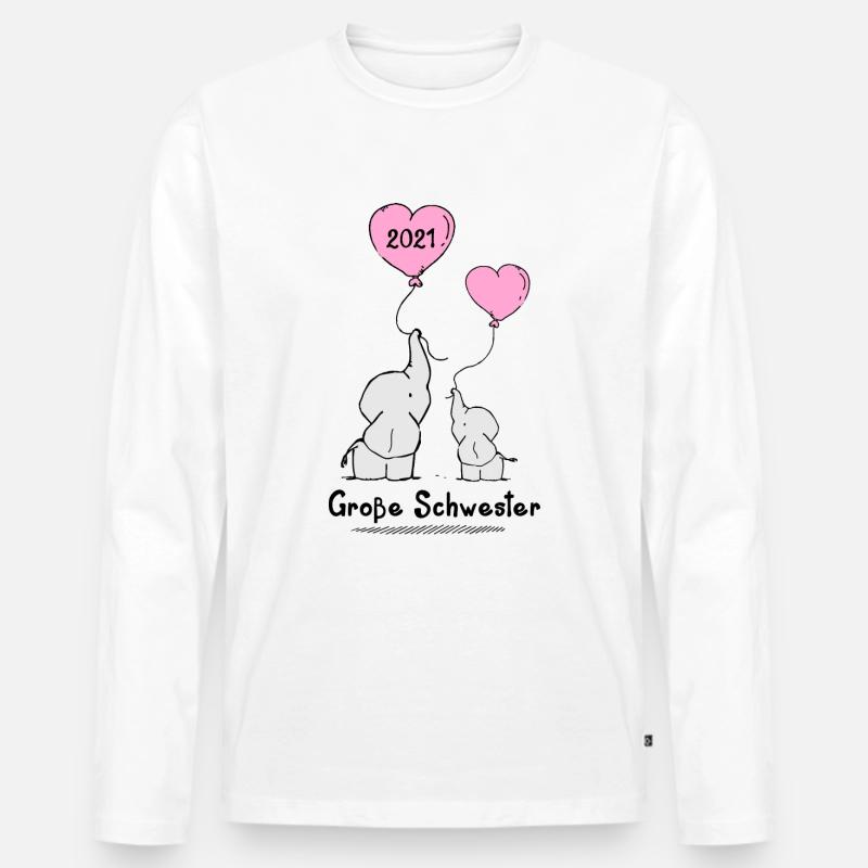 Große Schwester 2021 Elefanten - Männer Premium Bio Langarmshirt - Weiß