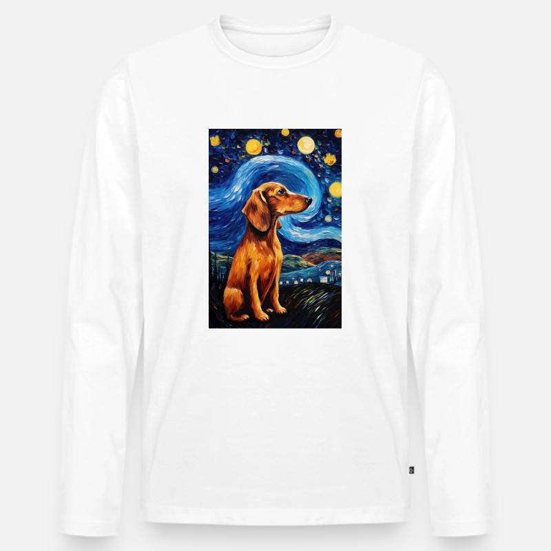 Dackel Hund - Männer Premium Bio Langarmshirt - Weiß