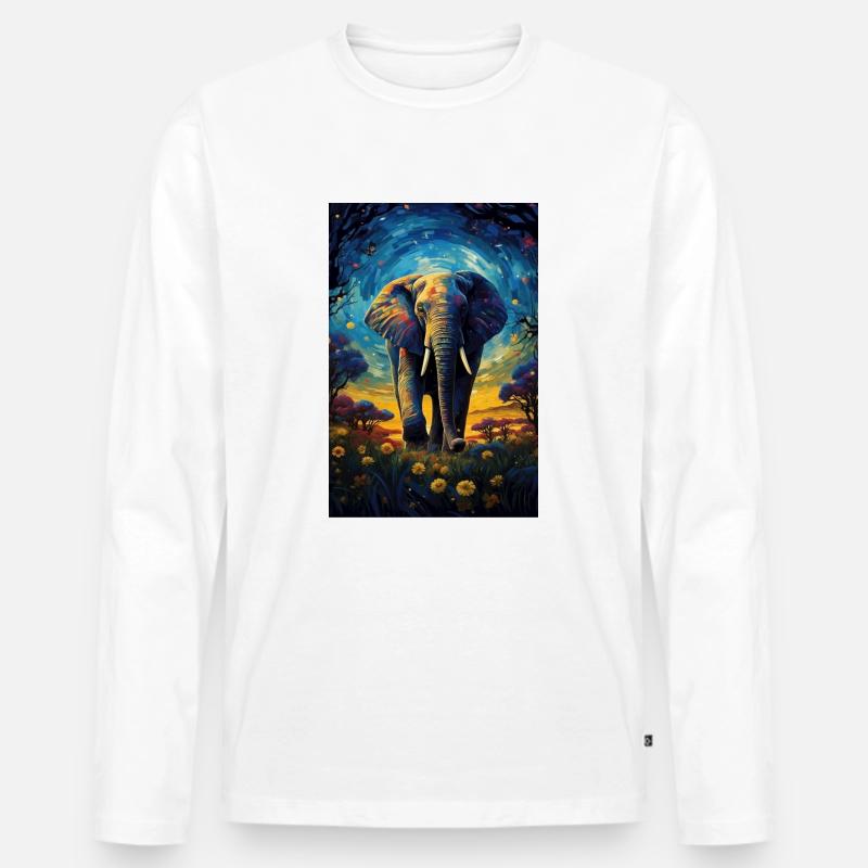 Elefant - Männer Premium Bio Langarmshirt - Weiß