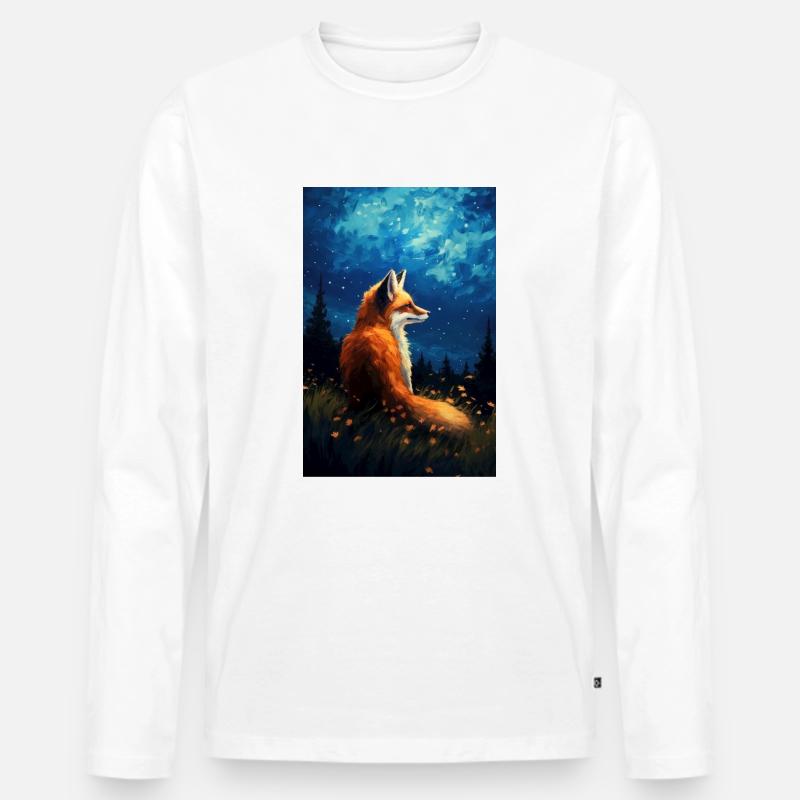 Fuchs - Männer Premium Bio Langarmshirt - Weiß