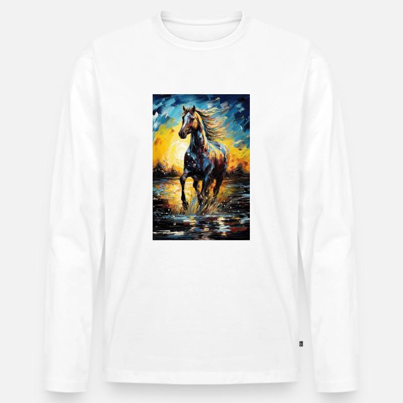 Pferd - Männer Premium Bio Langarmshirt - Weiß
