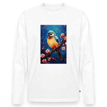 Spatz - Männer Premium Bio Langarmshirt - Weiß - Vorne - Nico (187cm)
