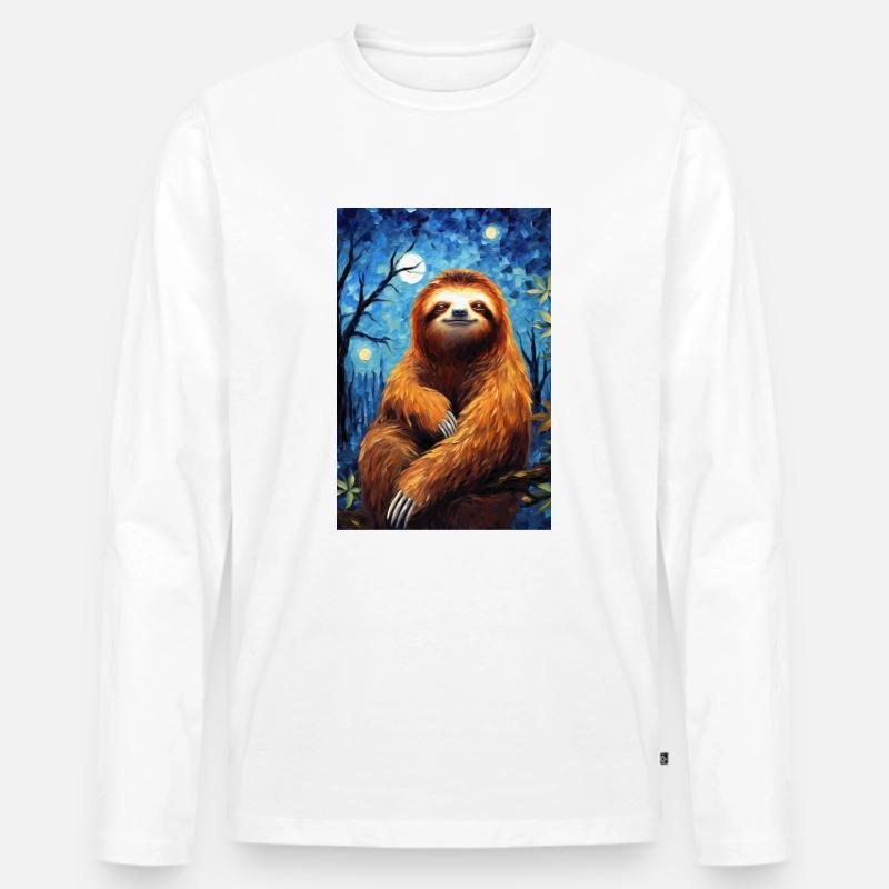 Faultier - Männer Premium Bio Langarmshirt - Weiß