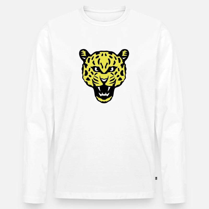 Kopf Leoparden wilde Tiere - Männer Premium Bio Langarmshirt - Weiß