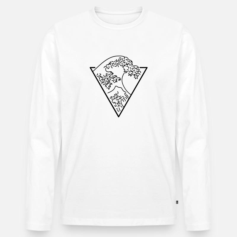 The Great Wave - Männer Premium Bio Langarmshirt - Weiß
