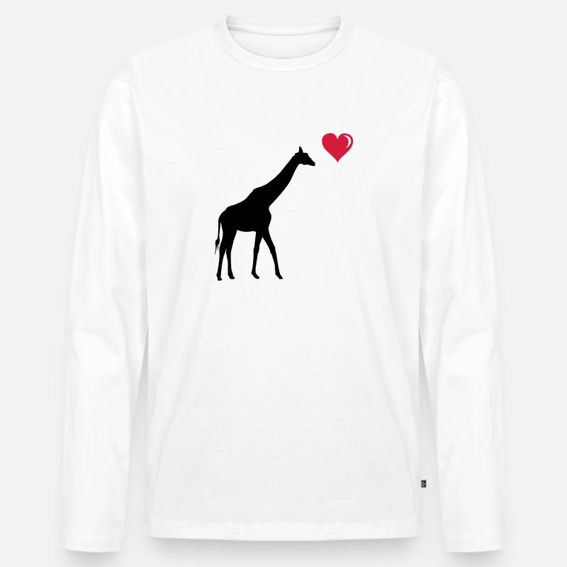 giraffe love - Männer Premium Bio Langarmshirt - Weiß