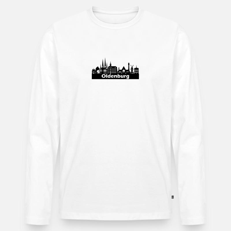 Oldenburg + Skyline - Männer Premium Bio Langarmshirt - Weiß