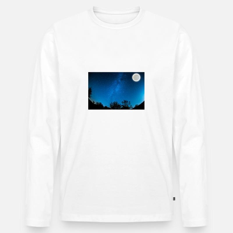 Sommer Nacht - Männer Premium Bio Langarmshirt - Weiß