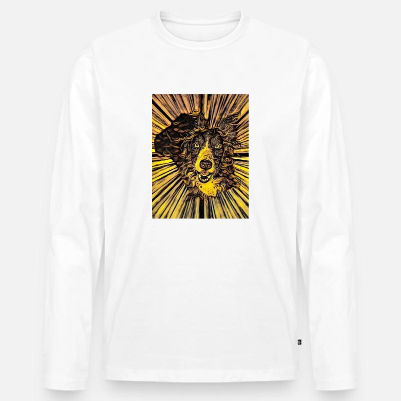 Border Collie Creativ Design - Männer Premium Bio Langarmshirt - Weiß