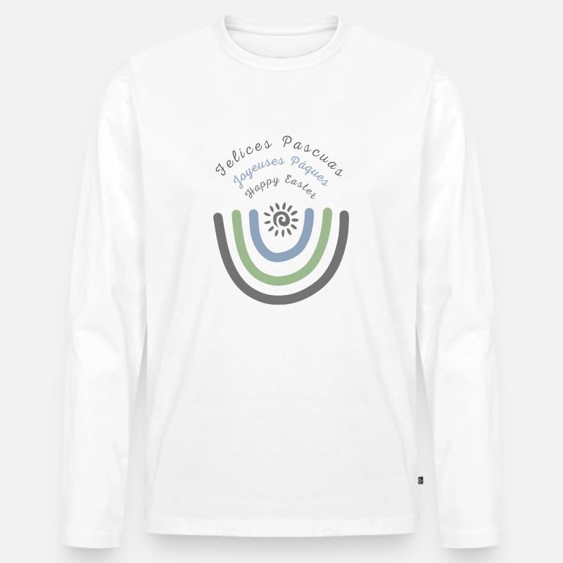 Frohe Ostern Happy Easter - Männer Premium Bio Langarmshirt - Weiß