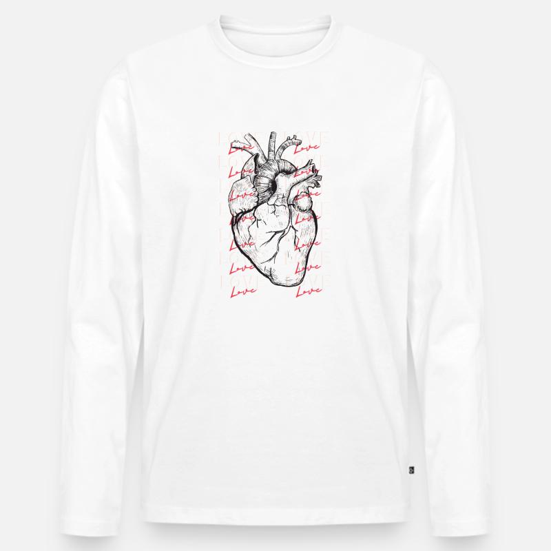 Herz/Liebe - Männer Premium Bio Langarmshirt - Weiß