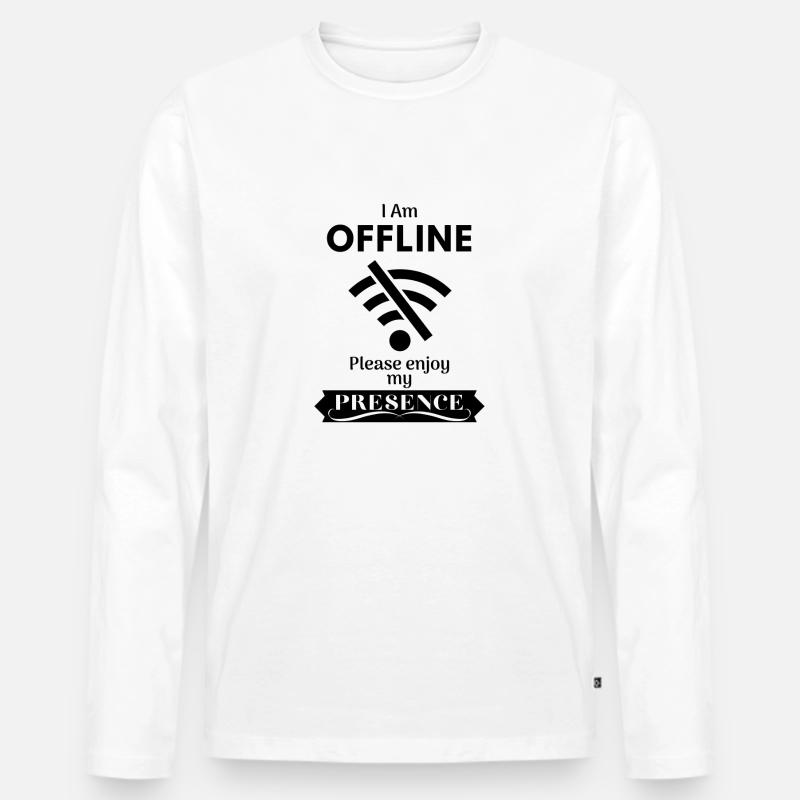I Am OFFLINE - schwarz - Männer Premium Bio Langarmshirt - Weiß