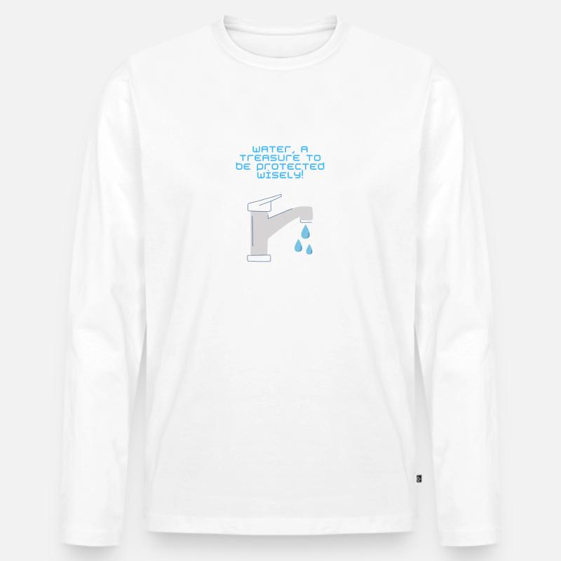 Wasser ist ein Schatz - Männer Premium Bio Langarmshirt - Weiß