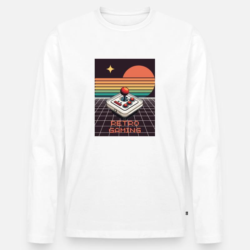 Retro Style Game Design - Männer Premium Bio Langarmshirt - Weiß