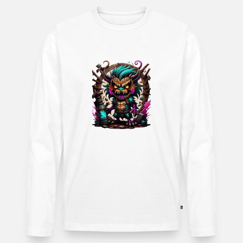 Graffiti Monster - Männer Premium Bio Langarmshirt - Weiß