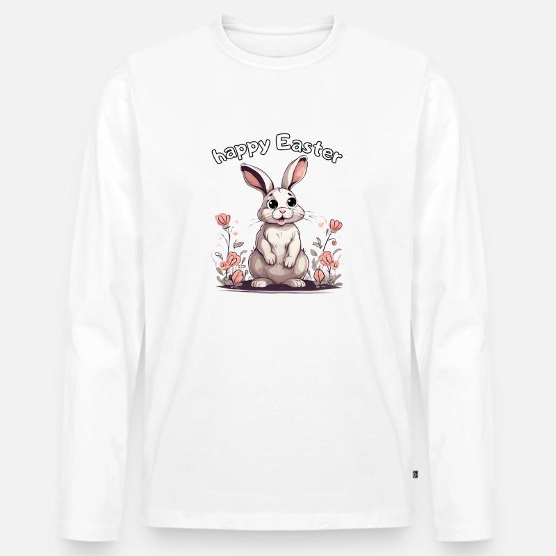 happy Easter rabbit - Männer Premium Bio Langarmshirt - Weiß