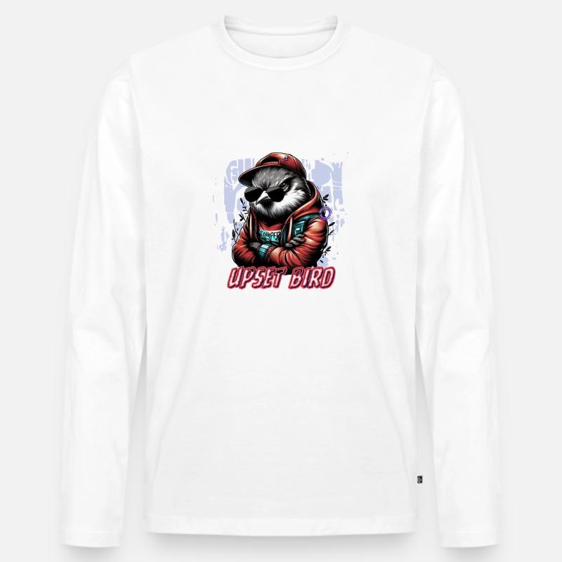 VERÄRGERTER VOGEL - Männer Premium Bio Langarmshirt - Weiß