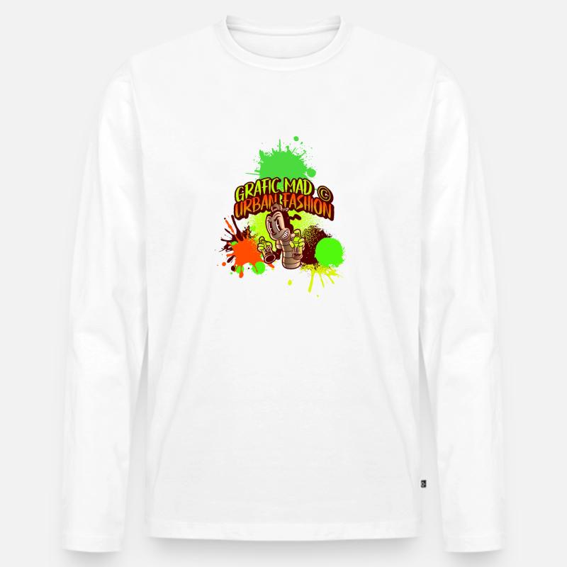 GRAFFITI - Männer Premium Bio Langarmshirt - Weiß